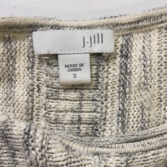 J. Jill Marled Cream & Gray Fringes Sweater - Picture 5 of 6